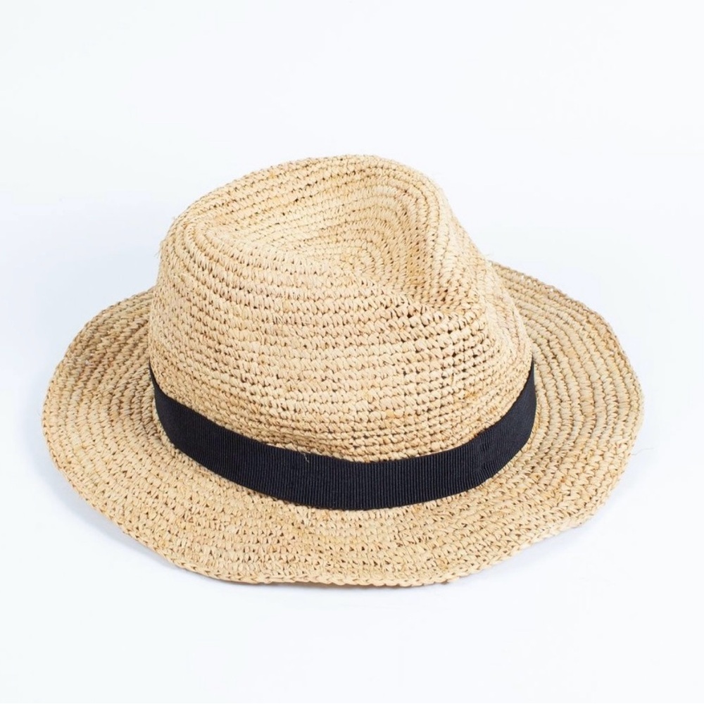 J. Crew Tan Straw Hat with Black Band